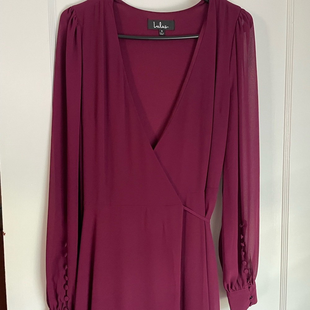 Lulu's Deep Purple Long Sleeve Dress